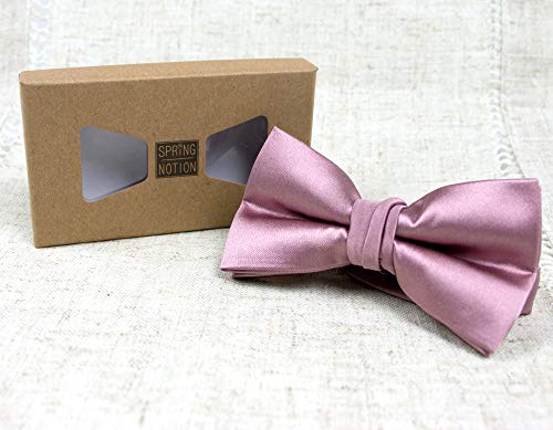 Spring Notion Men's Solid Color Satin Microfiber Bow Tie Pink Copper #TOP3
