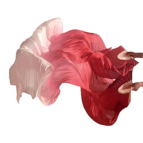 SNOWAQUA Belly Dance Faux Silk Veil Fans, 1 Pair (Left+Right) Faux Silk Bamboo Long Fans Veils, Handmade Belly Dance Dancing Silk Fans, Dance Performance (Style1, 35.4 * 70.8'')