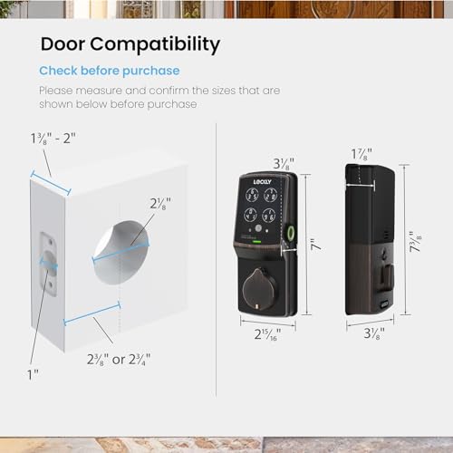 Lockly Secure Pro Smart Deadbolt, Wi-Fi Smart Lock, Keyless Entry with PIN Genie® Keypad, 3D Biometric Fingerprint, Auto Lock, Rekeyable-Venetion Bronze