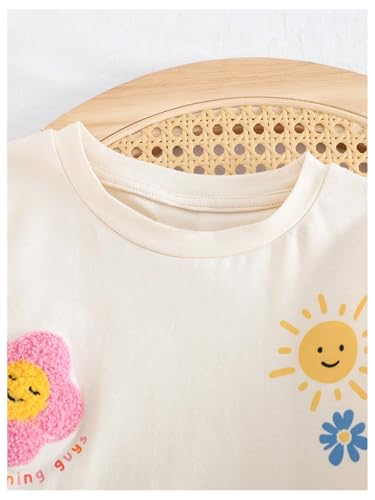 Floerns Toddler Girl's Summer T Shirts Short Sleeve Floral Crew Neck Cute Tee Shirts3