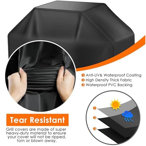Grill Cover, 57 inch BBQ Gas Grill Cover for Outdoor Grill, Waterproof, Weather Resistant, UV & Fade Resistant ，Black BBQ Grill Cover. — view 3