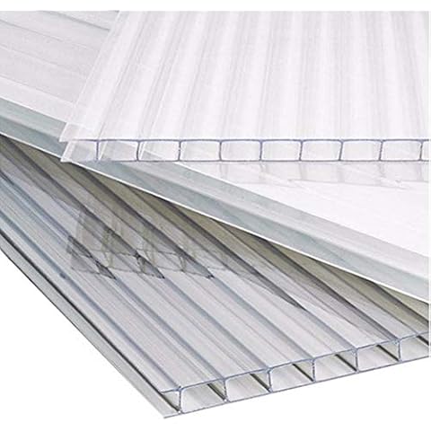 The Fellie Polycarbonate Greenhouse Sheets Poly Plastic Roof Panel 14pcs for Outdoor Canopy Carport Cold Frame Replacement Shed Panel, 610x1220x4mm-Clear Cover