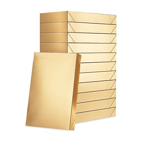 GREEN BEAN Gift Boxes for clothes 14.5x9.5x2 Inches, Shirt Gift Boxes, Large Gift Boxes with Lids, Gold Gift Boxes for clothes (Embossing Gold, Pack of 12) Cover