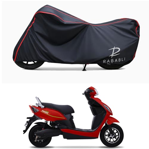 Image of Waterproof Bike Body Cover Compatible for | Pure EV ETrance Neo STD | Taffeta Fabric, Red Piping Design, Bottom Elastic Fit | Dustproof, Sun UV & Rain Protection for All Bikes
