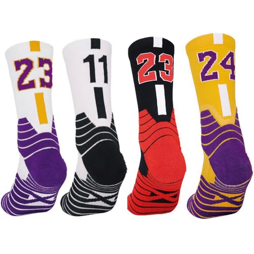 EVIL NOAH-4 pares Calcetines baloncesto hombre y mujer largos-medias tubo medio-socks jordan para deporte running,ciclismo,basket,padel,tenis,futbol.crossfit altos-calcetin deportivos