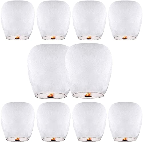 Chinese Lanterns 10 Pack Sky Lanterns to Release in Sky Memorial, Environmentally Friendly Floating Wishing Paper Lanterns for Party Celebration Events and Festival