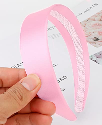 Wecoe Pink Headband 1.6 Inch Wide Silk Satin Headband Women Non Slip Fashion Plain Head Band Solid Hair Band Diy Holiday Hair Accessories For Women Girls Diademas Para Mujer Gifts thumb #6