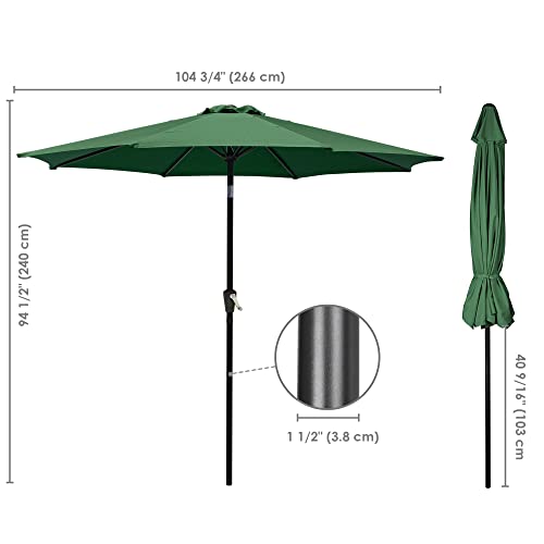 Yescom 9 Ft Aluminum Outdoor Patio Umbrella Push Button Tilt Crank Handle Market #TOP6