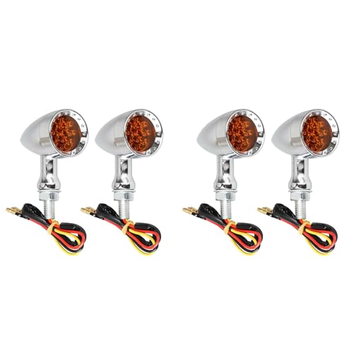 Clignotant LED moto universel chrome ambré haute luminosité avec feu de frein