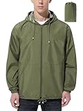 UIQUR Mens Rain Jacket Raincoat Windbreaker Running Waterproof Lightweight Packable with Hood Travel Hiking Cycling Army Green XL