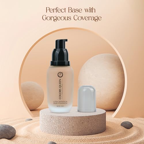 Image of Colors Queen Ultra Definition Liquid Foundation | Lightweight & Long Lasting Full Coverage with Dewy Finish | Easy to Blend, Waterproof & Sweat Proof for Face Makeup (Honey, 30ml)