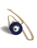 Evil Eye Enamel Charm Necklace Mal de Ojo Pendant 18 Inches Chain