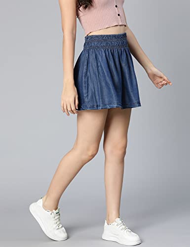 Image of oxolloxo Women Regular Fit Cotton Solid Casual Skirt