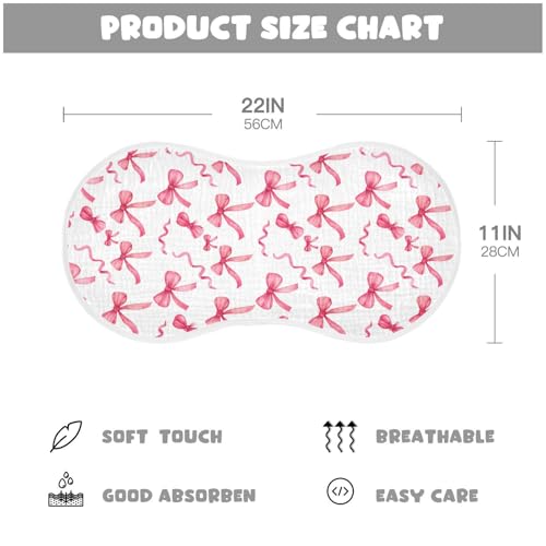 Pink Bows Muslin Baby Burp Cloths - Super Absorbent and Soft Burping Rags - Cotton Burp Clothes Set for Boys and Girls, 2 Pack2