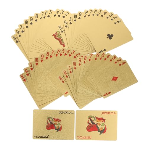 Supvox Vergoldete Pokerkarten Goldfolie Robustes Kunststoff Material Party Spielkarten Glatte Oberfläche Für Freizeit Und Festival Kartenspiel Für Spieler Und Sammler