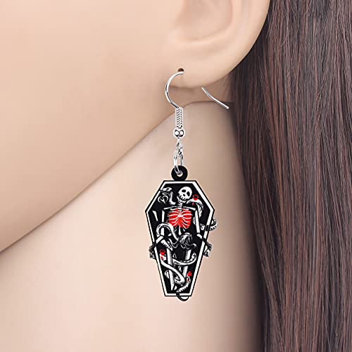 Bonsny Halloween Red Coffin Casket Earring Dangle Drop Fashion Jewelry For Women Girls Charms (Gray) #TOP1