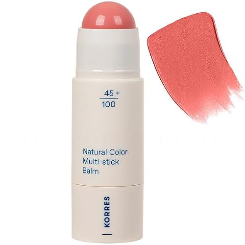 KORRES Natural Color Multistick Balm Petal Pink 12, zapewnia świeży, promienny blask, do policzków i ust, łatwo się rozprowadza, idealny w podróży, wegański 4,5 g