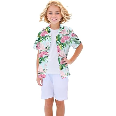 Betusline Girls' Floral Hawaiian Shirt Cover