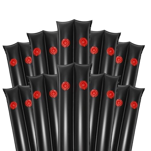 8Ft Pool Water Bags 10 Packs 0.4mm Double Chamber Water Tubes for Inground Pool Cover Heavty Duty Pool Cover Weights for Winter Pool Cover Closing (Black)