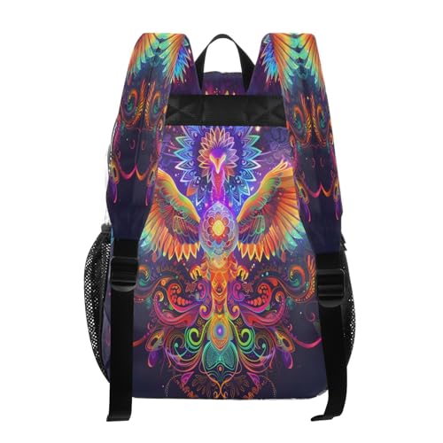 Colorful Phoenix Bird Clear Backpack Heavy Duty See Through Transparent PVC BookBag for Kids Boy Girl School Work3