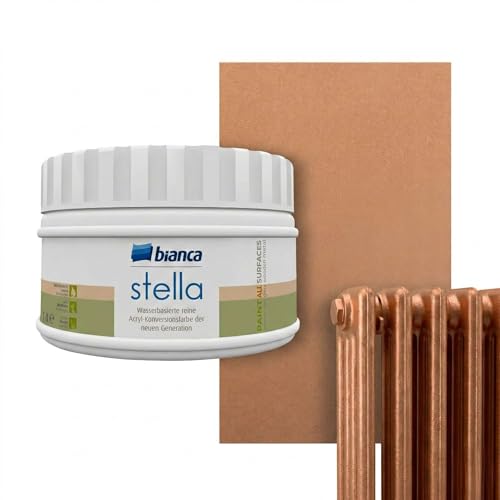 Bianca Stella Peinture Radiateur Haute Température, Peinture Chauffage à l'Eau, Bronze, Brillant, Résistant aux Rayures & Haute Couvrance, 250ml