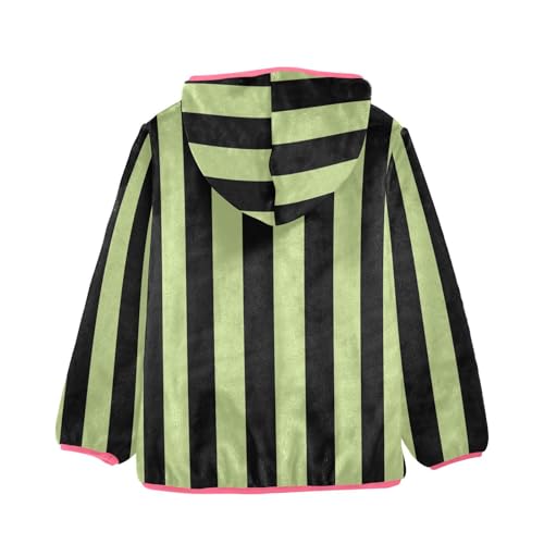 GuoChe Striped Green Black Sherpa Lined Toddler Hoodie2