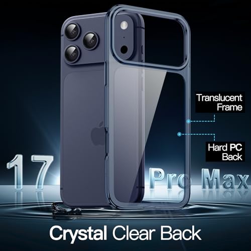Image of JETech Case for iPhone 17 Pro Max 6.9-Inch, Non-Yellowing Shockproof Phone Bumper Cover, Anti-Scratch Clear Back (Deep Blue)