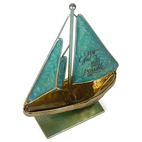 Dicksons with God All Things Possible 6 x 5 Metal Table Top Sailboat Figurine Decoration - Image 6