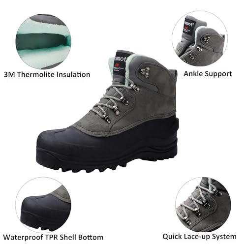 Image of riemot Men's Women's Winter Boots Waterproof Insulated Snow Shoes for Outdoor Walking Warm Lightweight Anti-Slip Ankle Boots