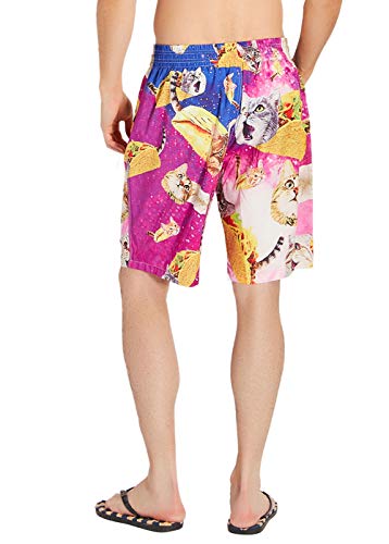 Loveternal Youth Funny Cat Swim Trunks 3D Print Graphic Swimming Trunks Crazy Fly Taco Food Board Shorts Holiday Surf Shorts Big Mens Swim Trunks Bathing Suit For Men M #TOP4