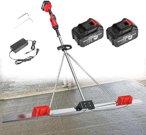 Cordless Brushless Concrete Screed Vibratory Kit - Power Leveling Tool with Ruler & 2 x 1.5M Batteries for Road Construction and Cement Finishing