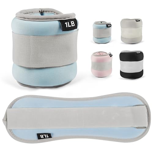 leikefitness Wrist/Ankle Weights Set of 2 (1 lb/2 lb/3 lb Each) for Women Men and Kids Modularized Leg Weight Straps for Yoga Walking Jogging Aerobics Gym (Blue 2 lb Pair (1 lb Each))