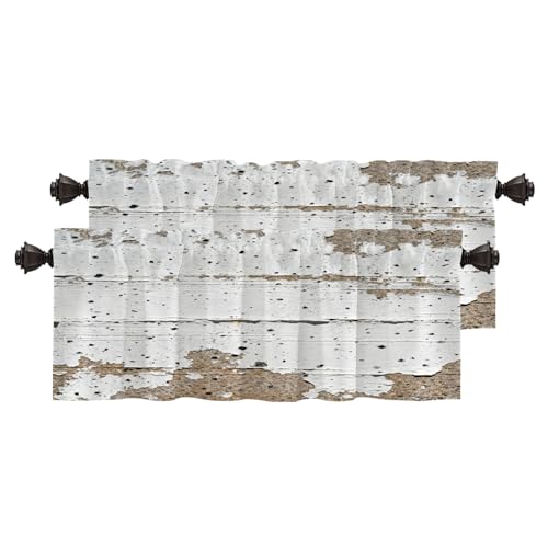 BaoNews Grey White Abstract Grunge Kitchen Valances for Windows,Art Oil Painting Blackout Valances Curtains Multilayer Polyester Drapes for Kitchen Bedroom 2 Pack 52X16 Inches