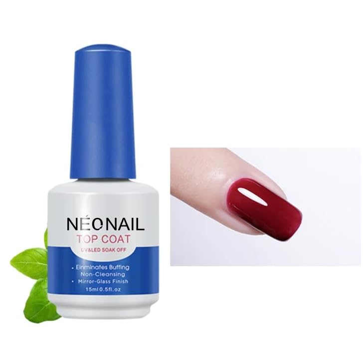 NEONAIL Premium Gel Polish Shiny Top Coat 15ml, No Wipe with High Gloss Shiny & Long-Lasting Top Coat Gel, Soak Off UV/LED Cured Nail Gel for DIY Professional Manicure and Nail Salons 1