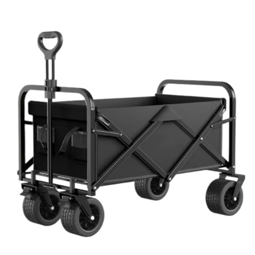 Carro Al Aire Libre Carro For Acampar Al Aire Libre, Coche De Picnic, Varilla De Tracción, Carrito De Camping, Remolque Pequeño, Mesa Plegable Carro Utilitario(Black)