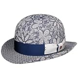 Alfonso D’Este Spencey Flower Melone Stoffhut Bowler Baumwollhut Damen/Herren - Made in Italy mit Futter, Ripsband Sommer Frühling-Sommer - S (54-55 cm) Denim