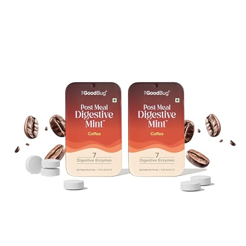 Image of The Good Bug Post Meal Digestive Mints - Coffee| Post Meal Digestion Booster | 7 Digestive Enzymes | Helps Reduce Post-Meal Heaviness, Bloating, Acidity & Discomfort | No Added Sugar | 28 Mints (14 x 2 Packs)