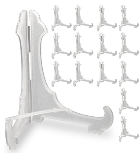 Clear Frosted Plastic Economy Easels with Locking Bar 5 Inch High Pack of 15