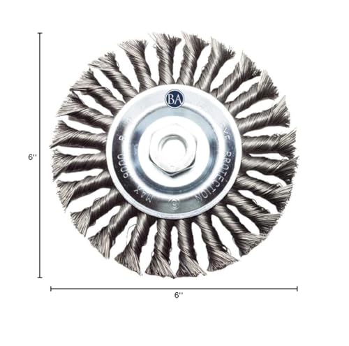 Image of Benchmark Abrasives 6 inch Standard Twist Knot Abrasive Wire Wheel for Angle Grinder with 5 /8 inch-11 Thread, Cleaning Narrow Holes, Drill, Deburring Grinding Wheels - Wire Wheel Attachment - Carbon Steel