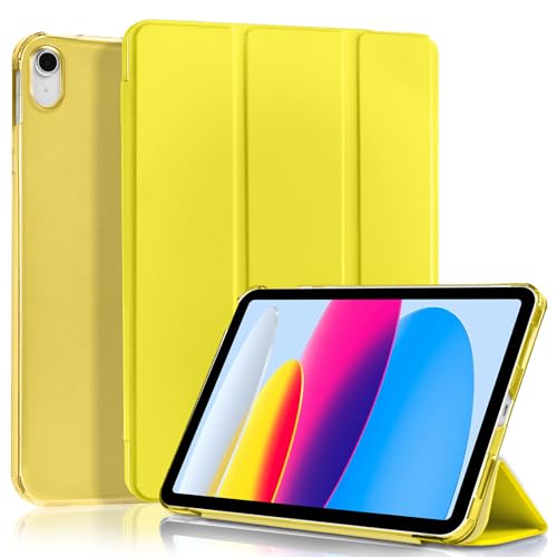 4UBonLife Case for iPad (A16) 11th Generation 11 Inch 2025, for iPad 10th Generation Case 10.9 inch 2022, Slim Stand Hard Cover with Translucent Frosted Back Shell, Yellow