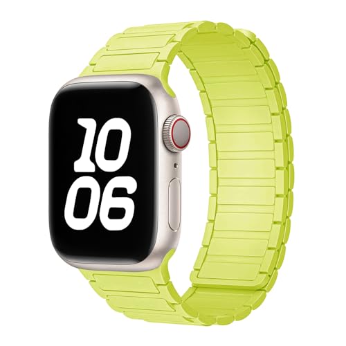 Magnetic Watchband Compatible with Apple Watch for Men 44mm 45mm 46mm 49mm 42mm 41mm 40mm 38mm Women, Silicone Sport Strong Magnet Strap for iWatch Series 11 Ultra 3 Ultra 2 Se 10 9 8 7 6 5 4 1