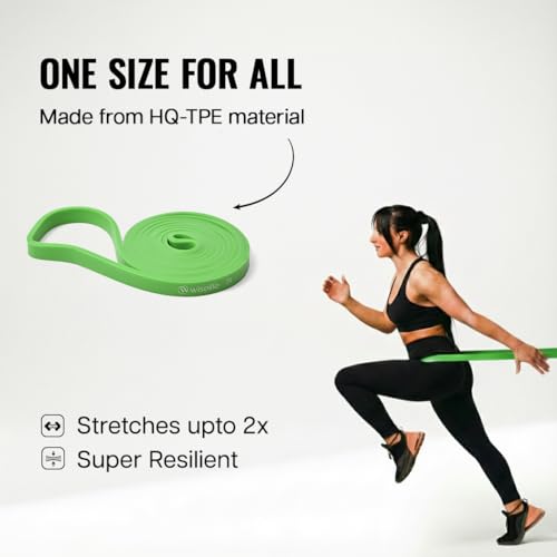 Image of WiseLife Elasticized Resistance Band for Exercise and Stretching | Power Band for Lower Body Strength Workouts | Suitable for Pull up Assist Upto 12-30 Kg (Green)