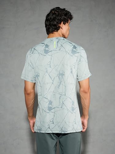 Image of TECHNOSPORT Men Polyester Regular Fit Half Sleeve Jacquard T-Shirt with Double Cool, Quick Dry & Anti Microbial for Sports, Running & Casual Use