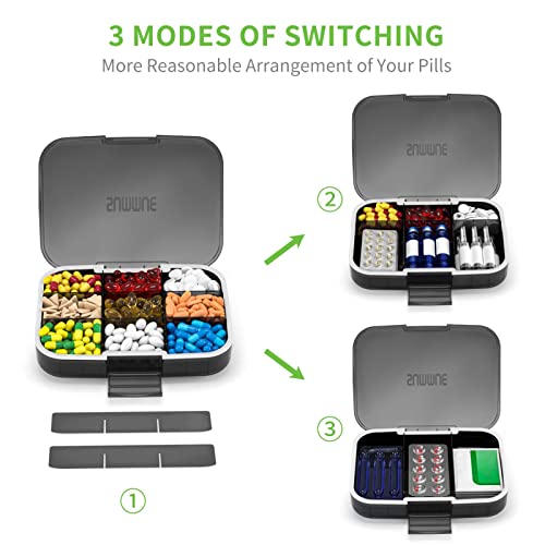 Summue Large Pill Organizer, 9 Compartments Portable Travel Pill Box Case Moisture Proof, Xl Pill Container Holder For Vitamins, Cod Liver Oil, Supplements, Medication (Black) #TOP3