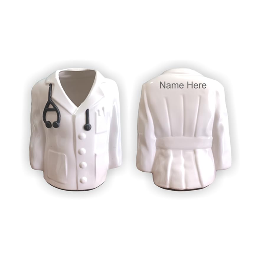 SAVRI Personalized Doctor Coat Pen Stand - Name Engraved. For Doctors, Surgeons, Medico, Dr. & Medical Aspirants. Best Gifts for Birthdays, Graduation & Special Occasions. (Fiber, 5 inch) (Pack of 5)