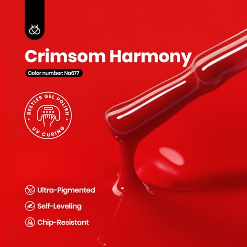 Image of Beetles Red Gel Nail Polish, 1 Pcs 8ml Hema-Free Gel Red Color Crimson Harmony Soak Off U V LED Polish Nail Art Design Manicure Salon DIY Salon