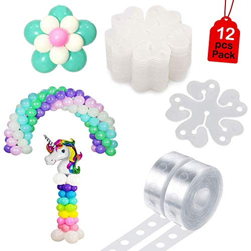 Party Propz Balloon Decorations Accessories Kit - 12Pcs Combo (10 Pcs Balloon rubber Flower Clip + 2 Pcs Balloon Strip Arc) F