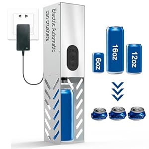 Frantoio elettrico per il riciclaggio di lattine da 12 oz~ 16 oz, frantoio automatico per lattine da riciclare montato a parete per selettori in alluminio, soda, cola, lattine di birra