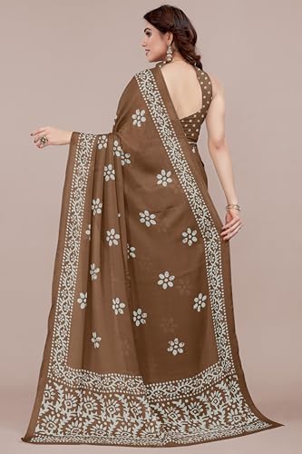 Image of MIRCHI FASHION Saree for Woman Chiffon Batik Printed | Lightweight Daily Wear Women's Office Sari with Blouse Piece (Available in 40 Colours)