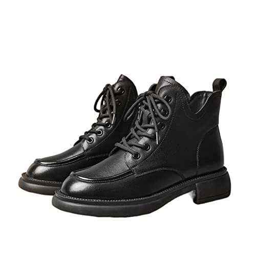 Bottines rétro en cuir véritable pour femme idéales en automne hiver